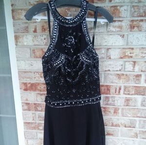 Shail K Black Beaded Halter Dress Size 12